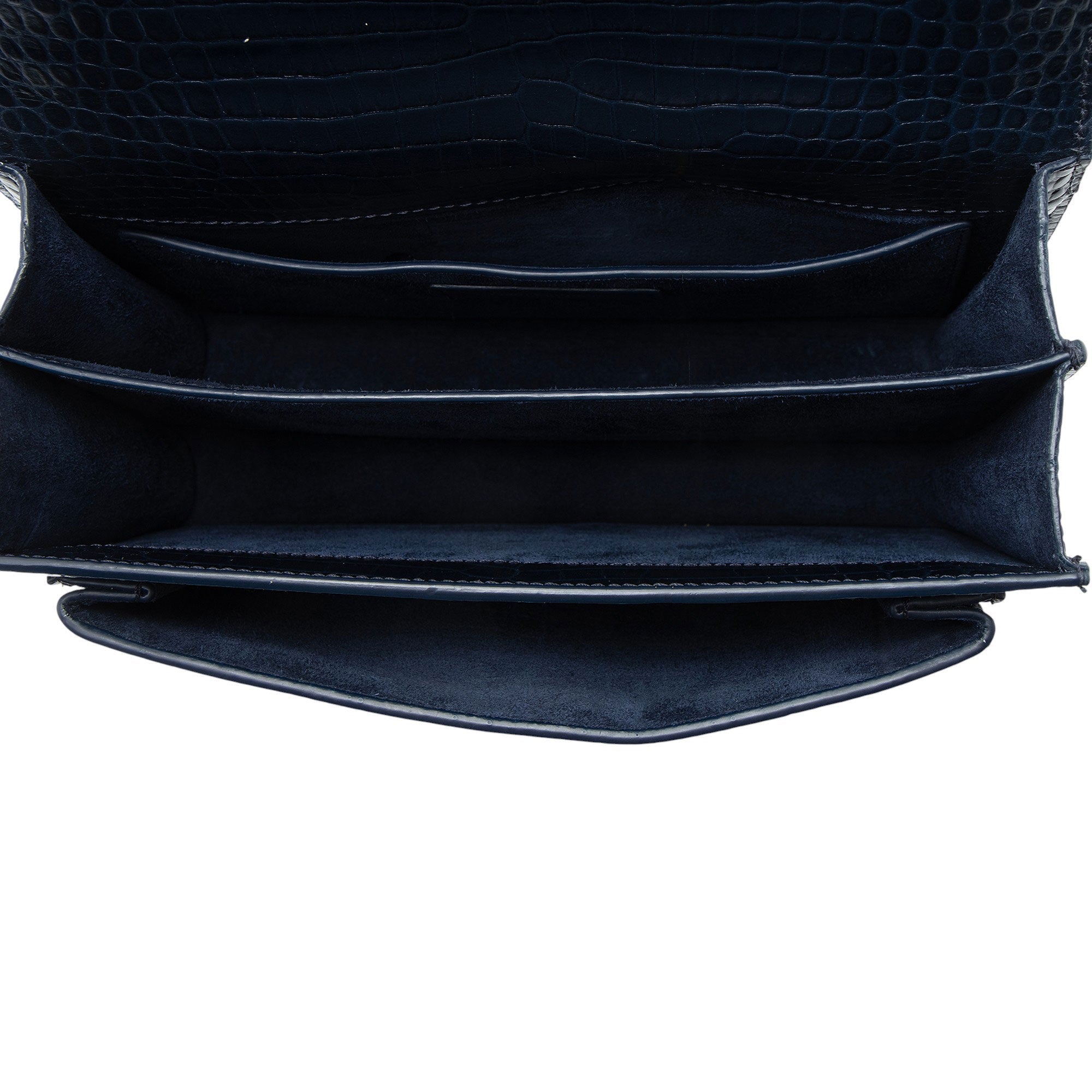 Saint Laurent Croc Embossed Leather Monogram Sunset Medium Shoulder Bag