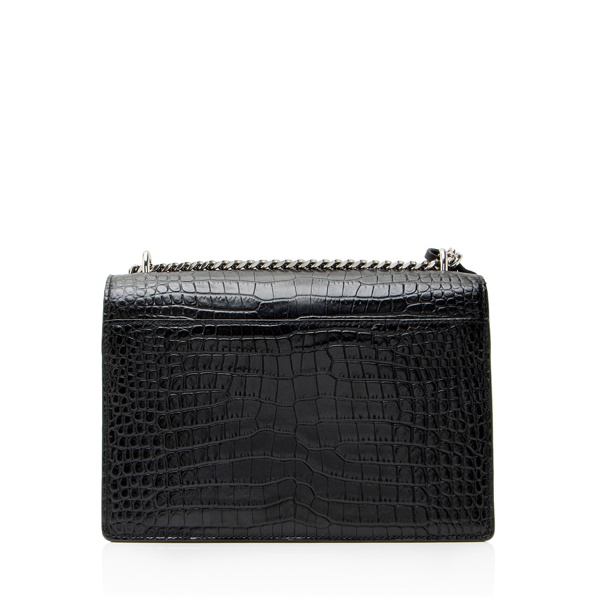 Saint Laurent Croc Embossed Leather Monogram Sunset Medium Shoulder Bag