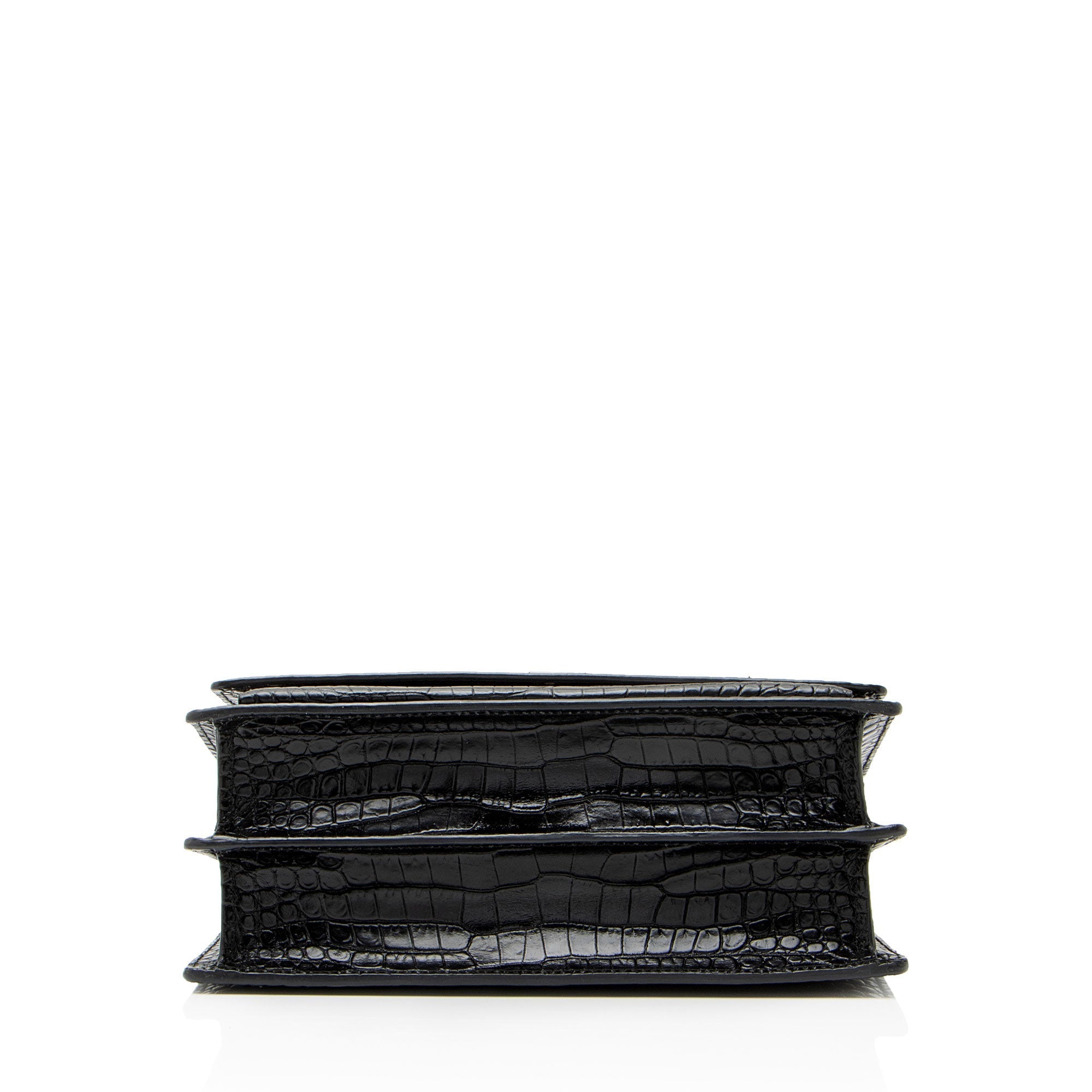 Saint Laurent Croc Embossed Leather Monogram Sunset Medium Shoulder Bag