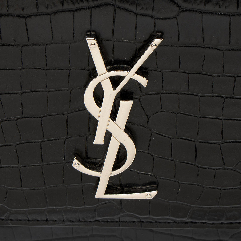 Saint Laurent Croc Embossed Leather Monogram Sunset Medium Shoulder Bag