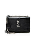 Saint Laurent Croc Embossed Leather Monogram Sunset Medium Shoulder Bag