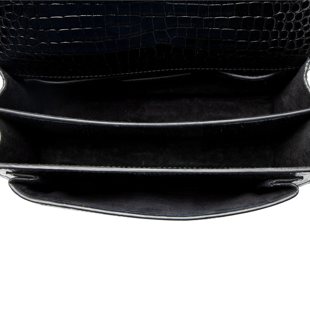 Saint Laurent Croc Embossed Leather Monogram Sunset Medium Shoulder Bag