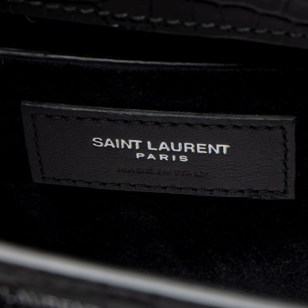Saint Laurent Croc Embossed Leather Monogram Sunset Medium Shoulder Bag