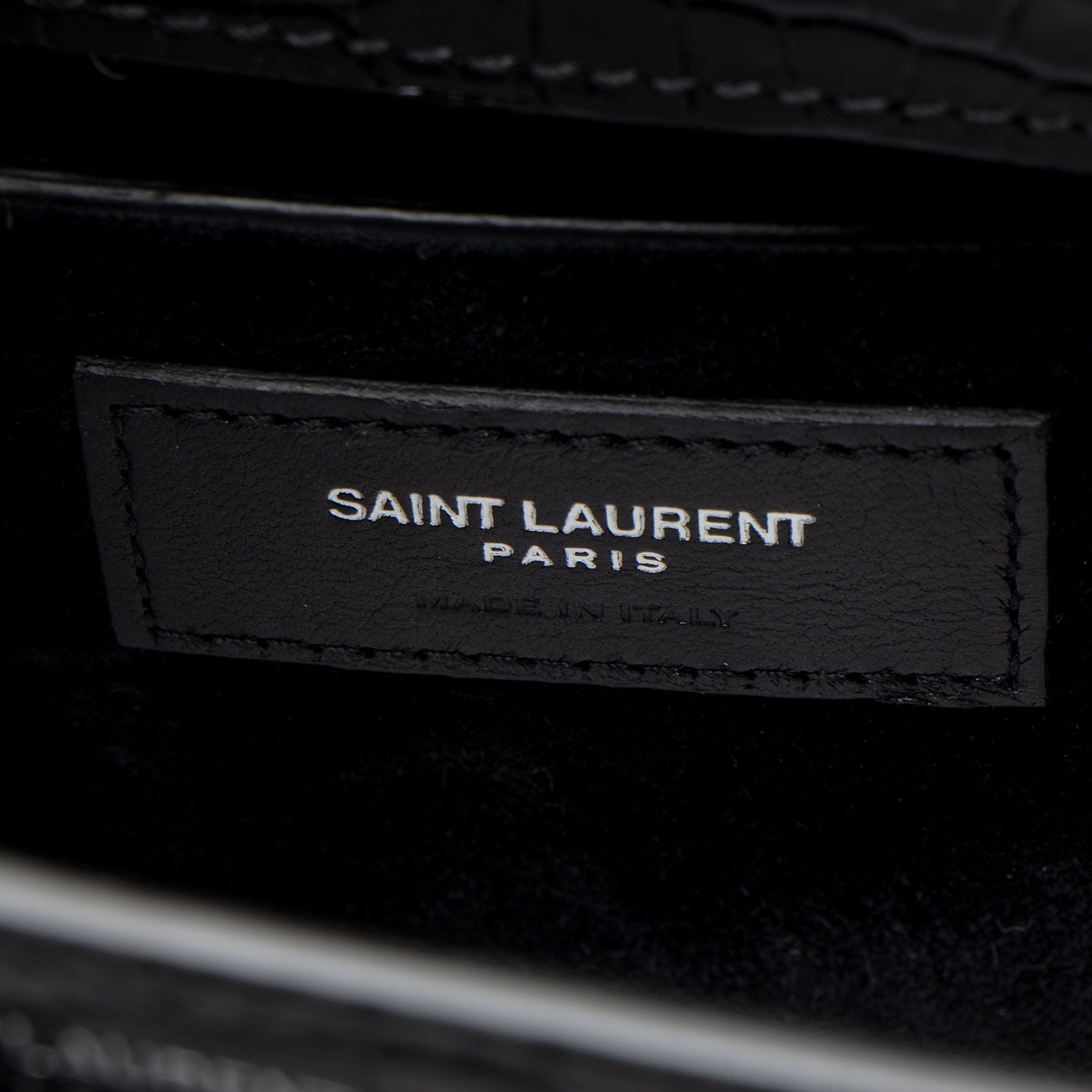 Saint Laurent Croc Embossed Leather Monogram Sunset Medium Shoulder Bag
