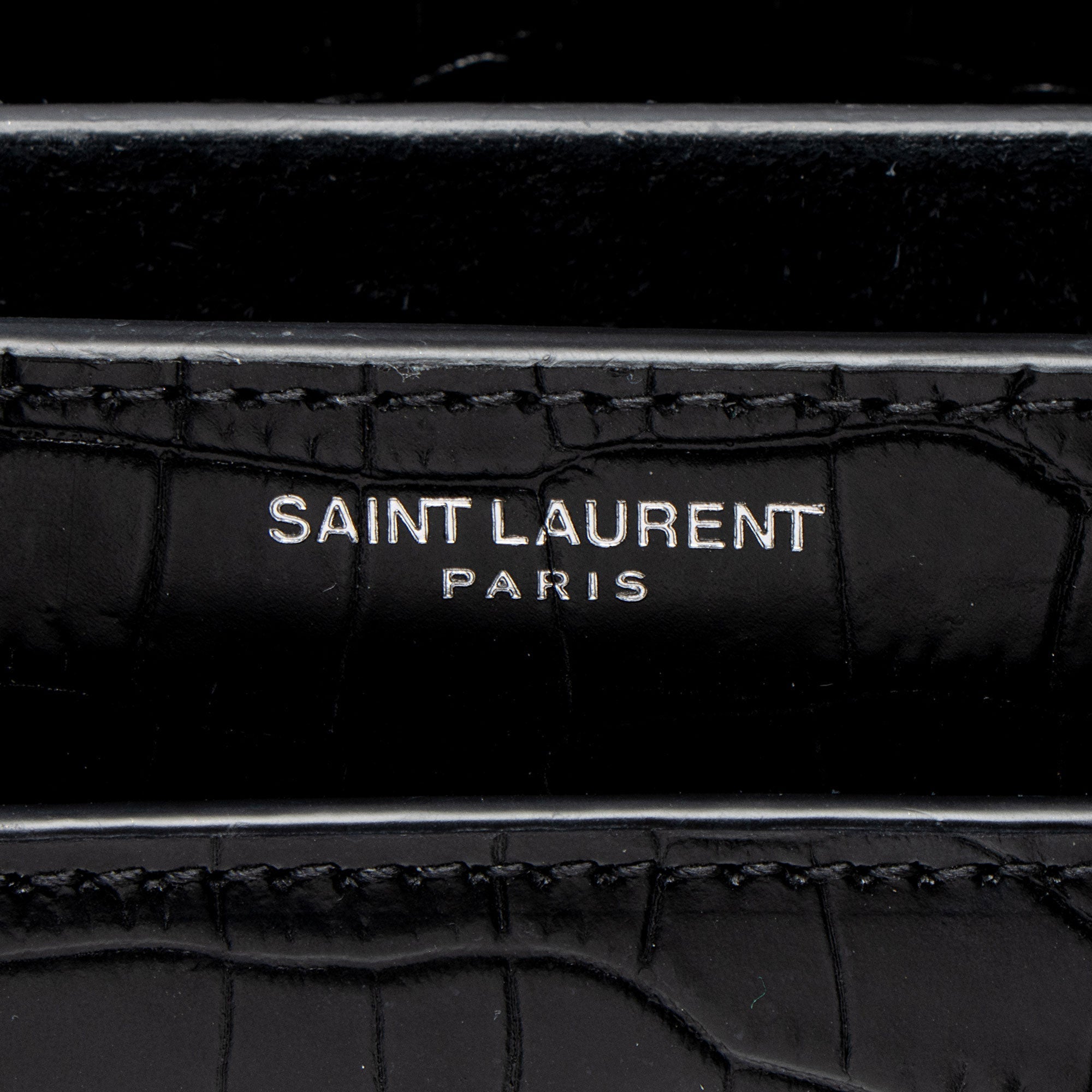 Saint Laurent Croc Embossed Leather Monogram Sunset Medium Shoulder Bag