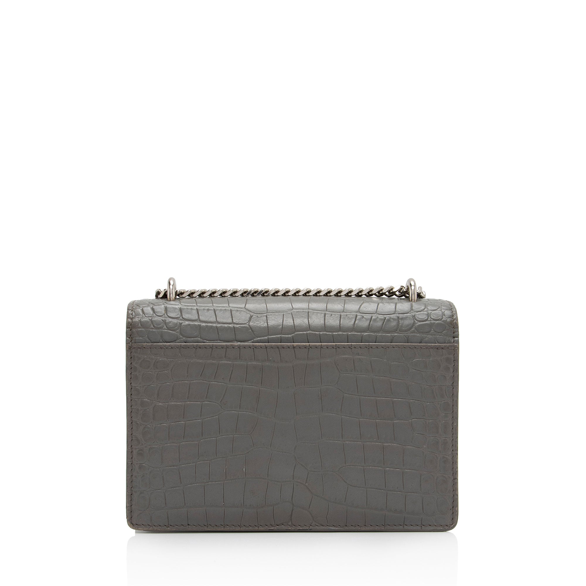 Saint Laurent Croc Embossed Leather Monogram Sunset Mini Wallet on Chain Bag (SHF-6eLO28)