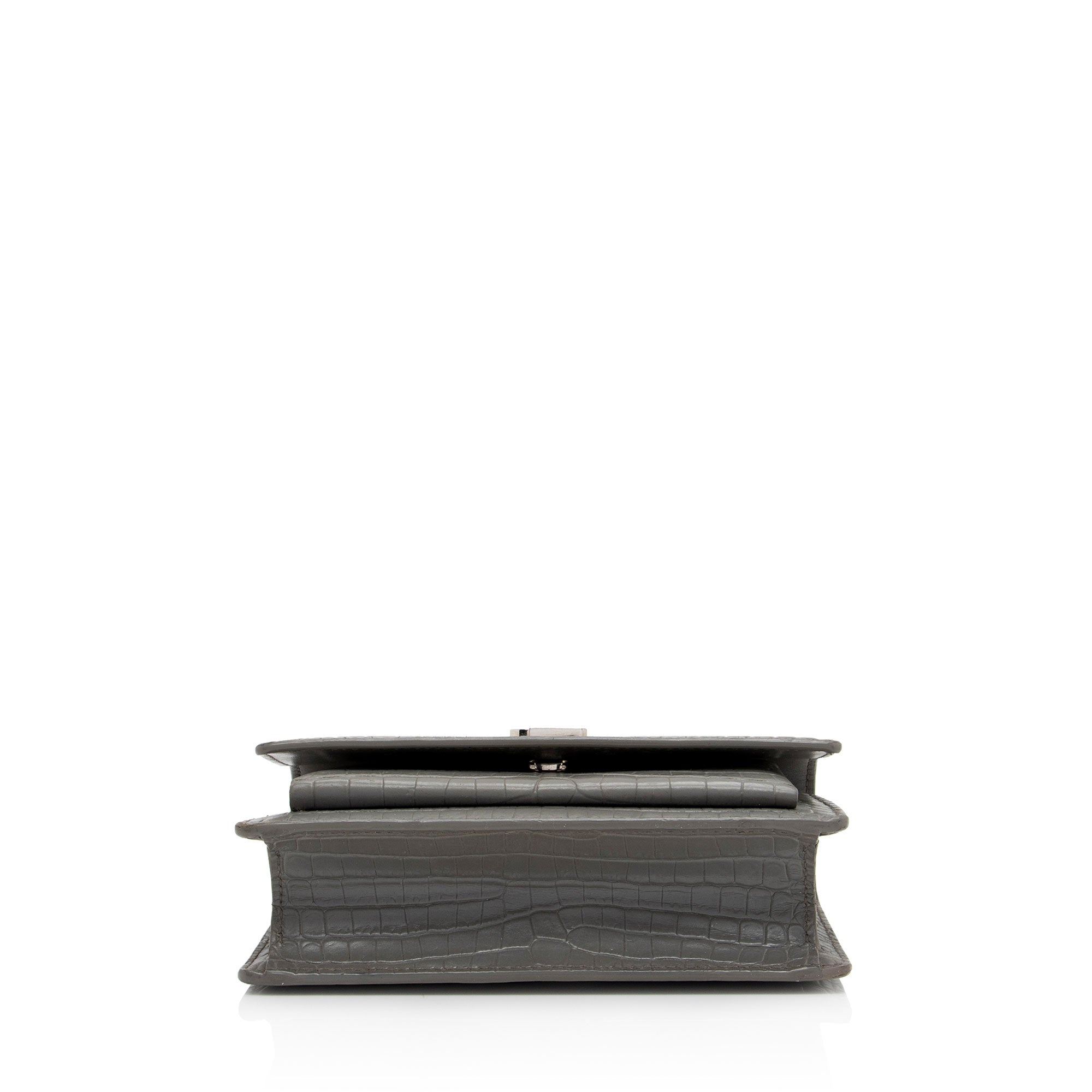 Saint Laurent Croc Embossed Leather Monogram Sunset Mini Wallet on Chain Bag (SHF-6eLO28)