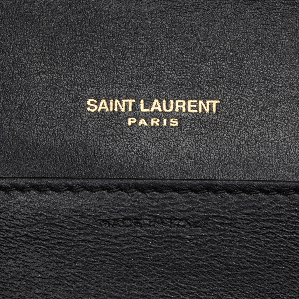 Saint Laurent Croc Embossed Leather Monogram Uptown Chain Wallet (SHF-wPV9vB)