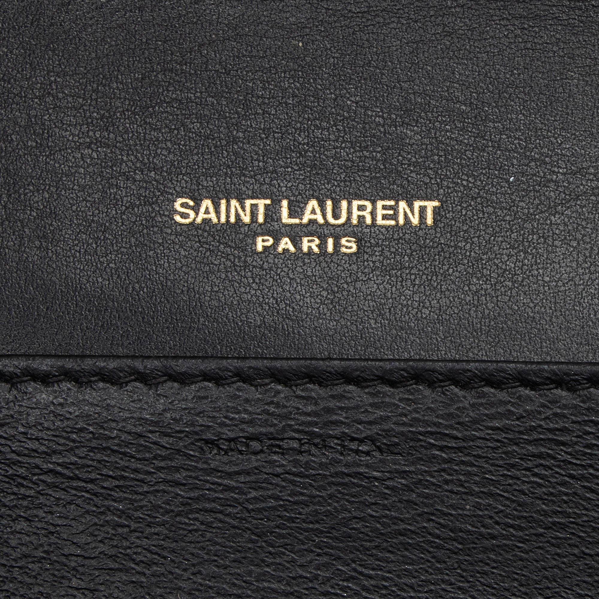 Saint Laurent Croc Embossed Leather Monogram Uptown Chain Wallet (SHF-wPV9vB)