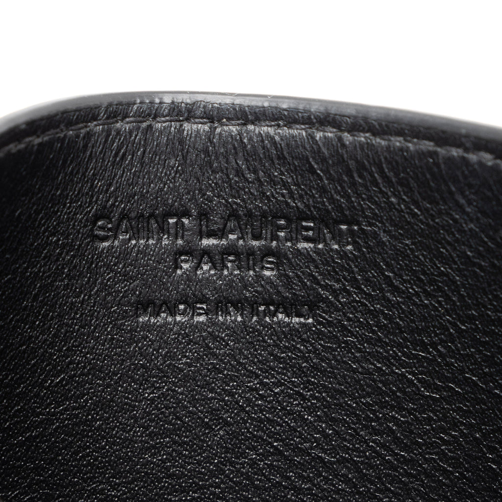 Saint Laurent Croc Embossed Leather Monogram Uptown Chain Wallet (SHF-wPV9vB)