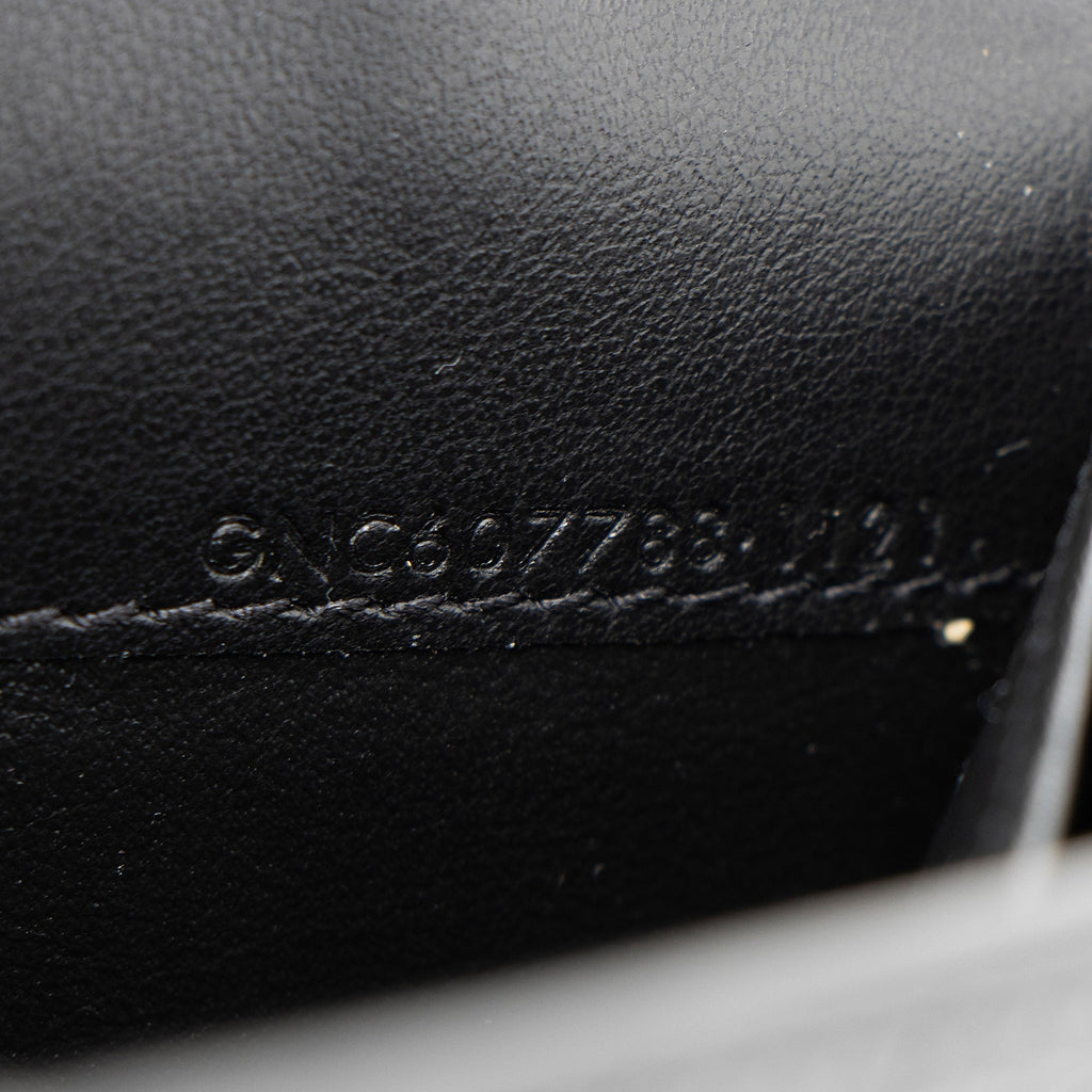 Saint Laurent Croc Embossed Leather Monogram Uptown Chain Wallet