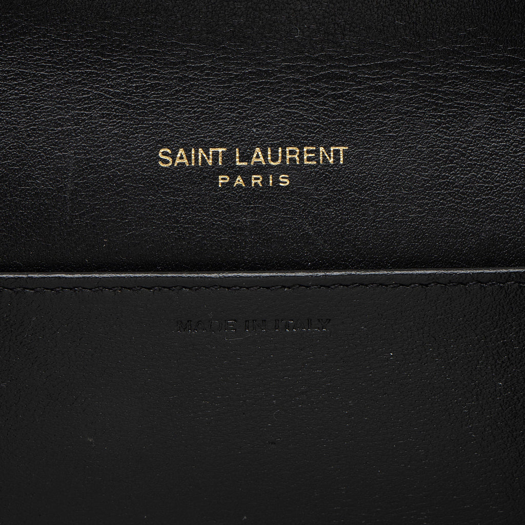 Saint Laurent Croc Embossed Leather Monogram Uptown Chain Wallet