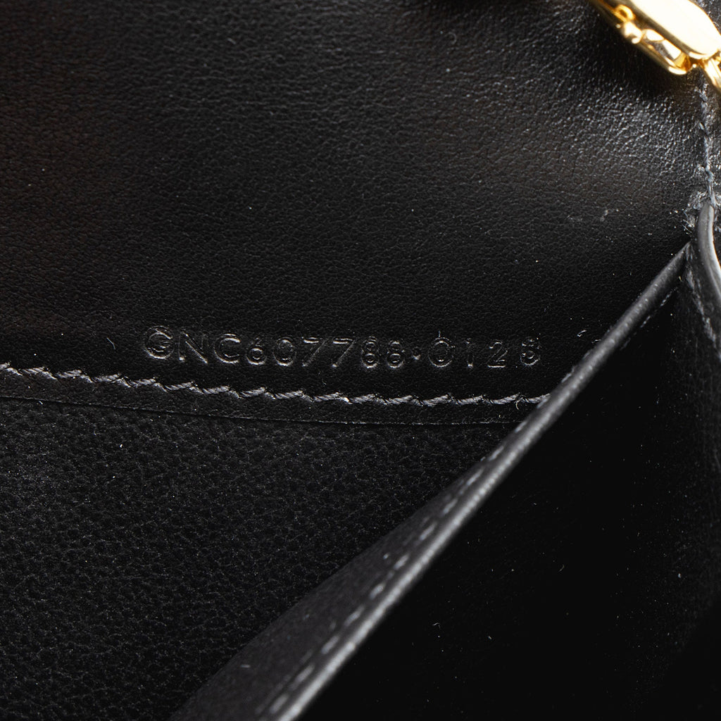 Saint Laurent Croc Embossed Leather Monogram Uptown Chain Wallet