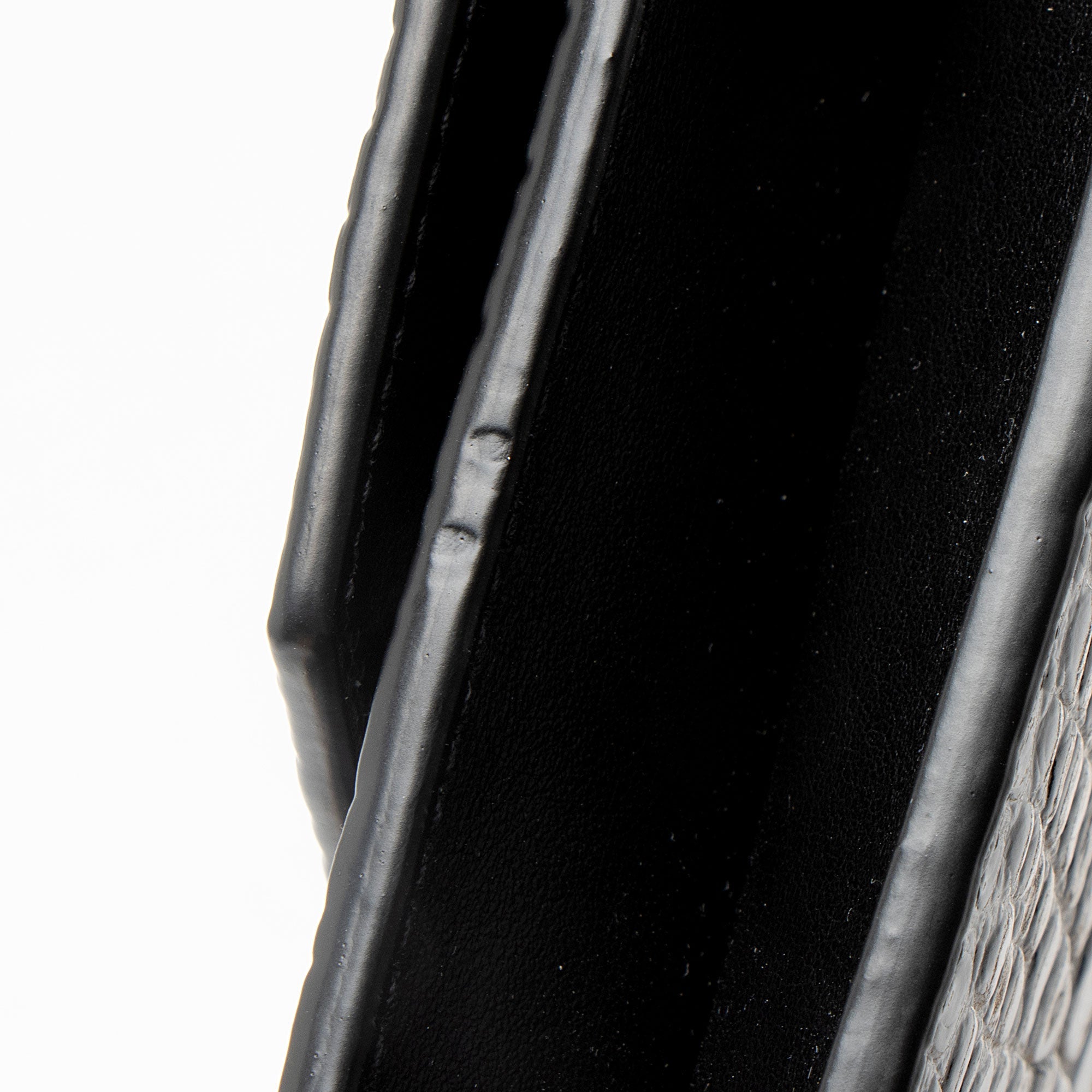 Saint Laurent Croc Embossed Leather Monogram Uptown Chain Wallet
