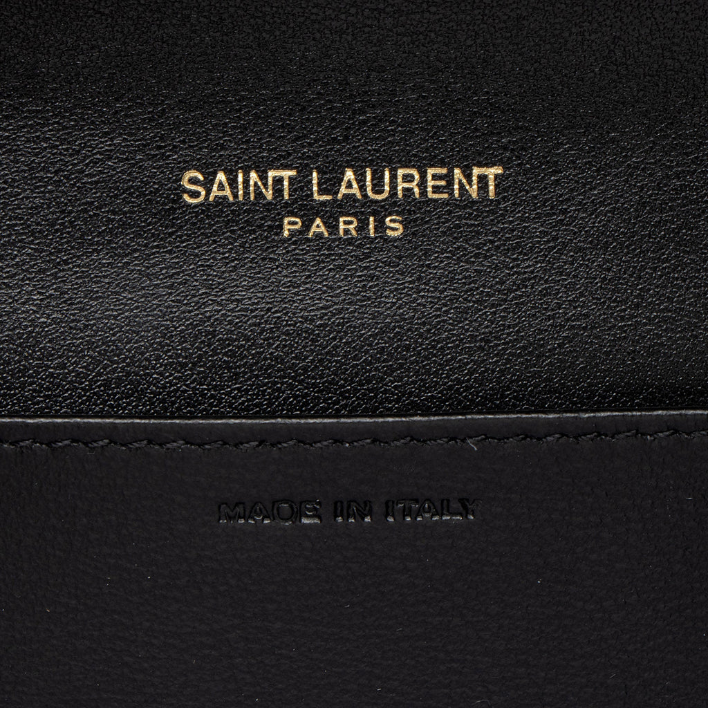 Saint Laurent Croc Embossed Leather Monogram Uptown Chain Wallet