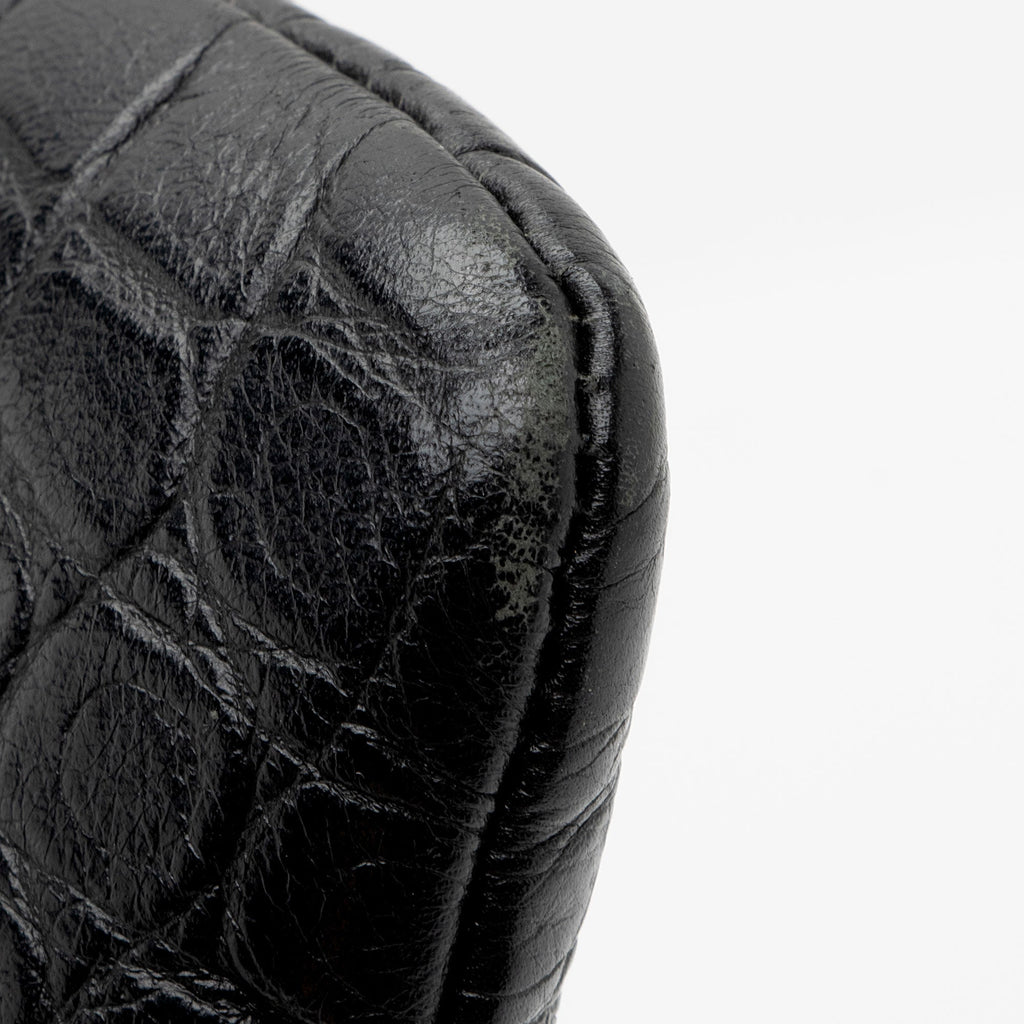 Saint Laurent Croc Embossed Leather Monogram Wristlet (SHF-y9FaYl)