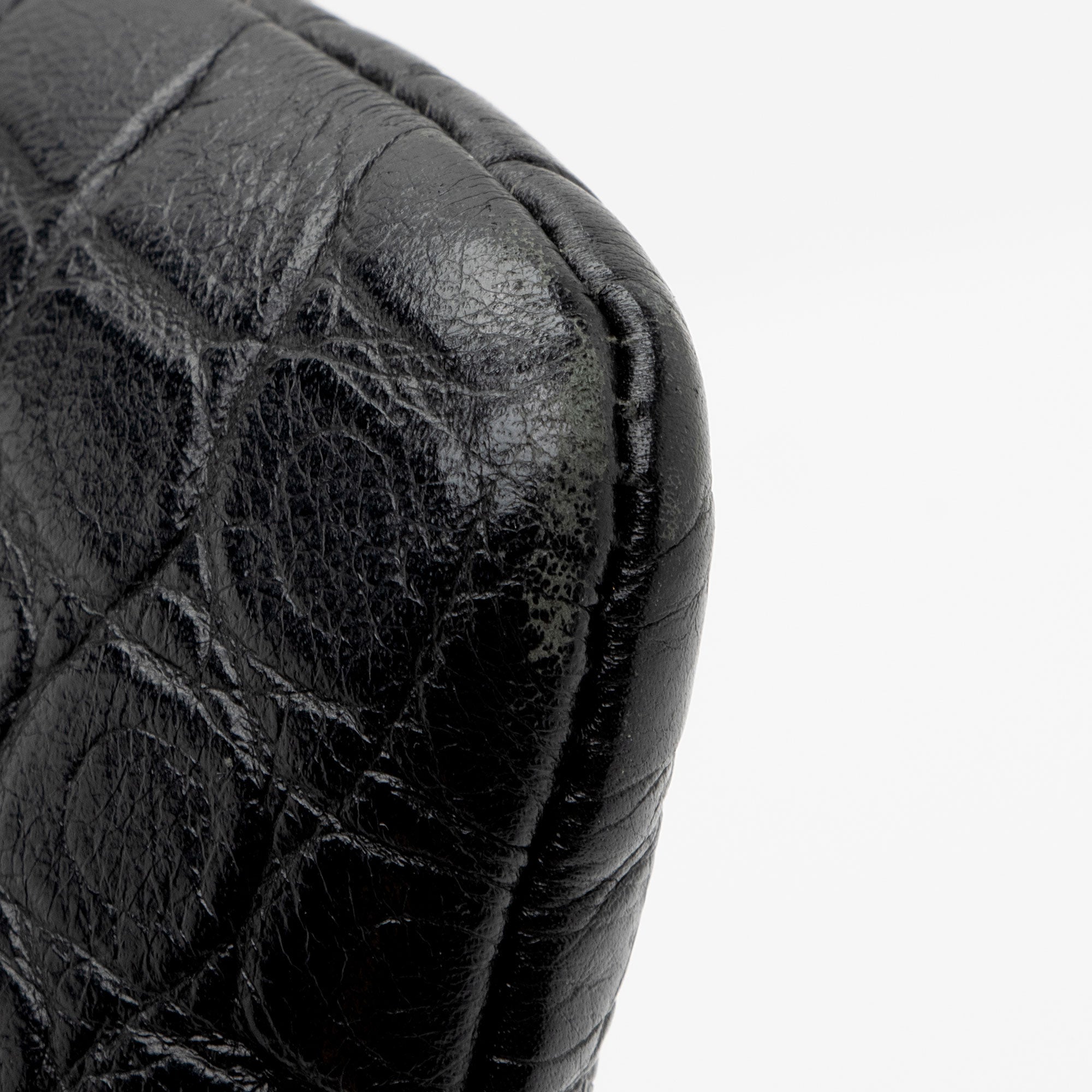 Saint Laurent Croc Embossed Leather Monogram Wristlet (SHF-y9FaYl)