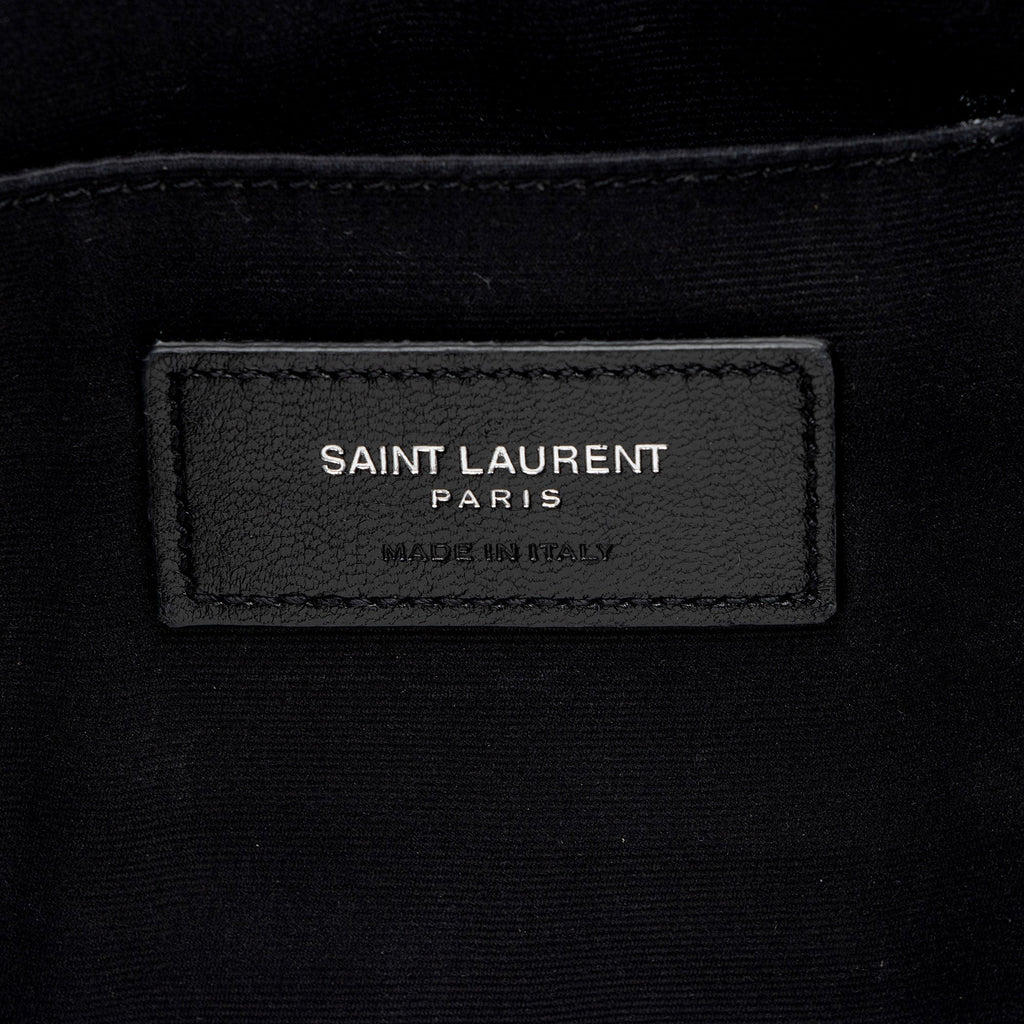 Saint Laurent Croc Embossed Leather Monogram Wristlet (SHF-y9FaYl)