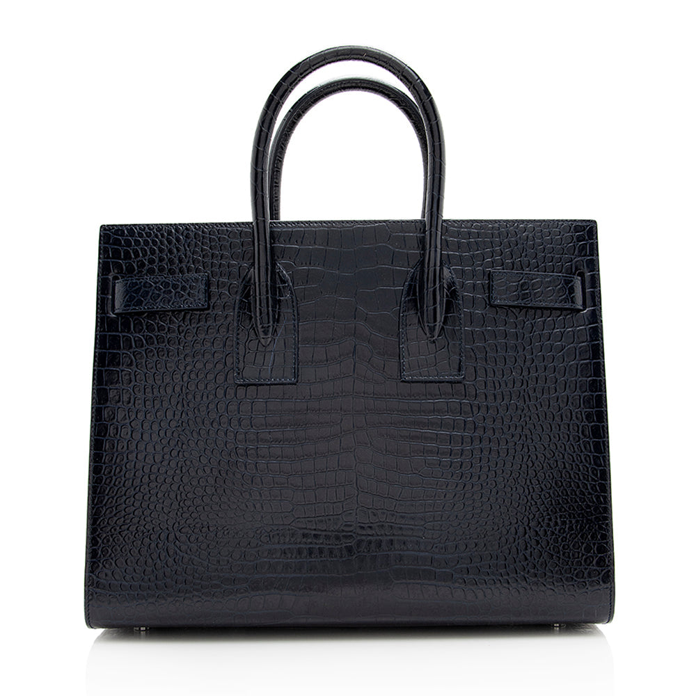 Saint Laurent Croc Embossed Leather Sac De Jour Small Tote (SHF-18891)