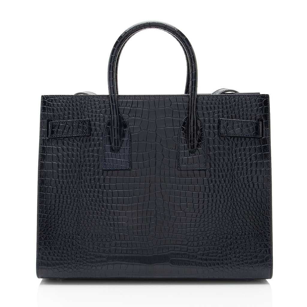 Saint Laurent Croc Embossed Leather Sac De Jour Small Tote (SHF-RDXxWt)