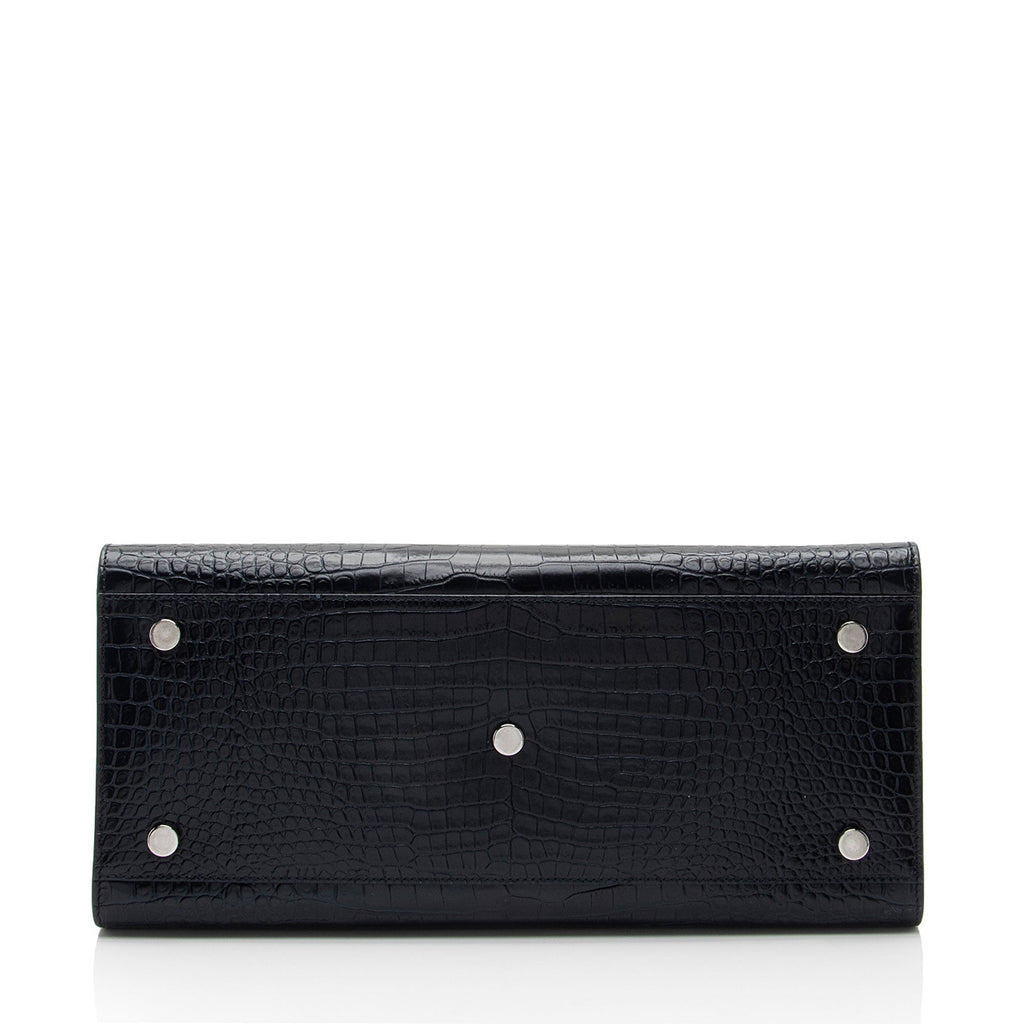 Saint Laurent Croc Embossed Leather Sac De Jour Small Tote (SHF-RDXxWt)