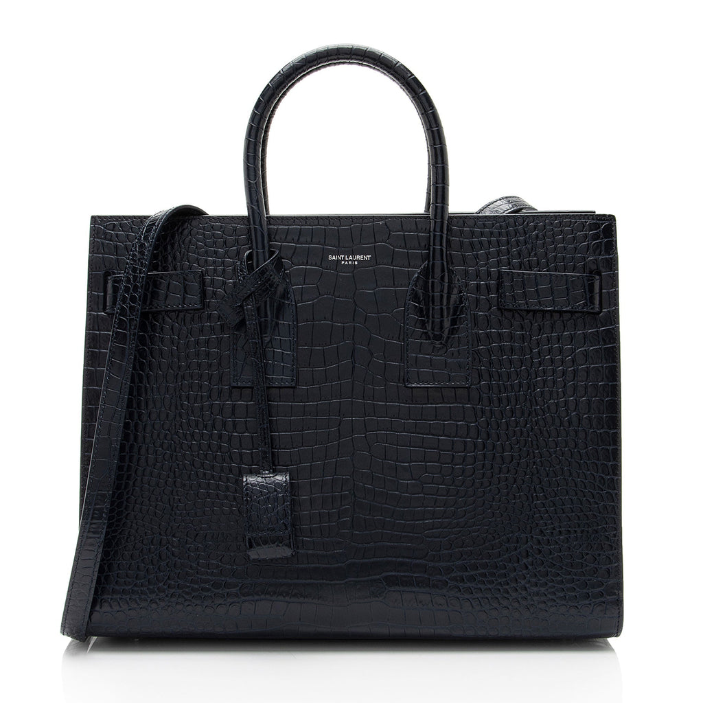 Saint Laurent Croc Embossed Leather Sac De Jour Small Tote (SHF-RDXxWt)
