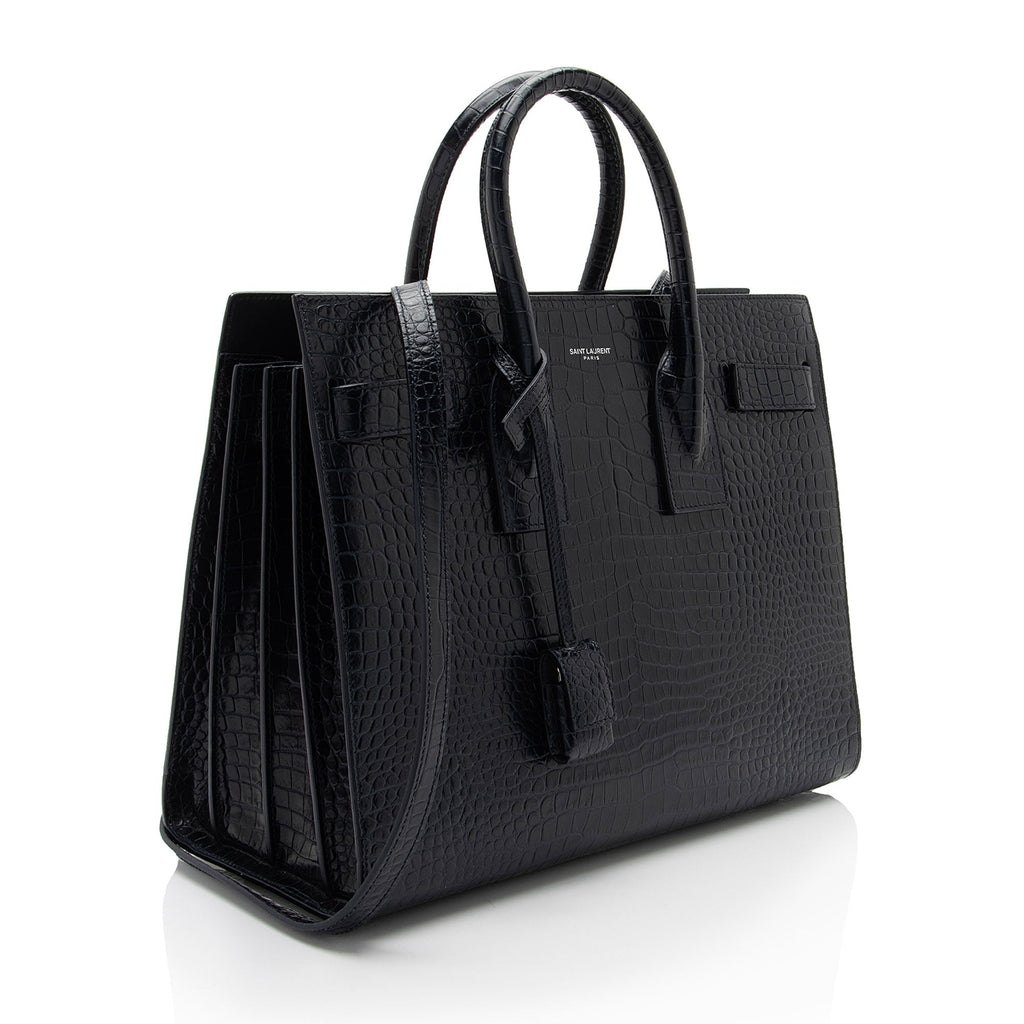 Saint Laurent Croc Embossed Leather Sac De Jour Small Tote (SHF-RDXxWt)