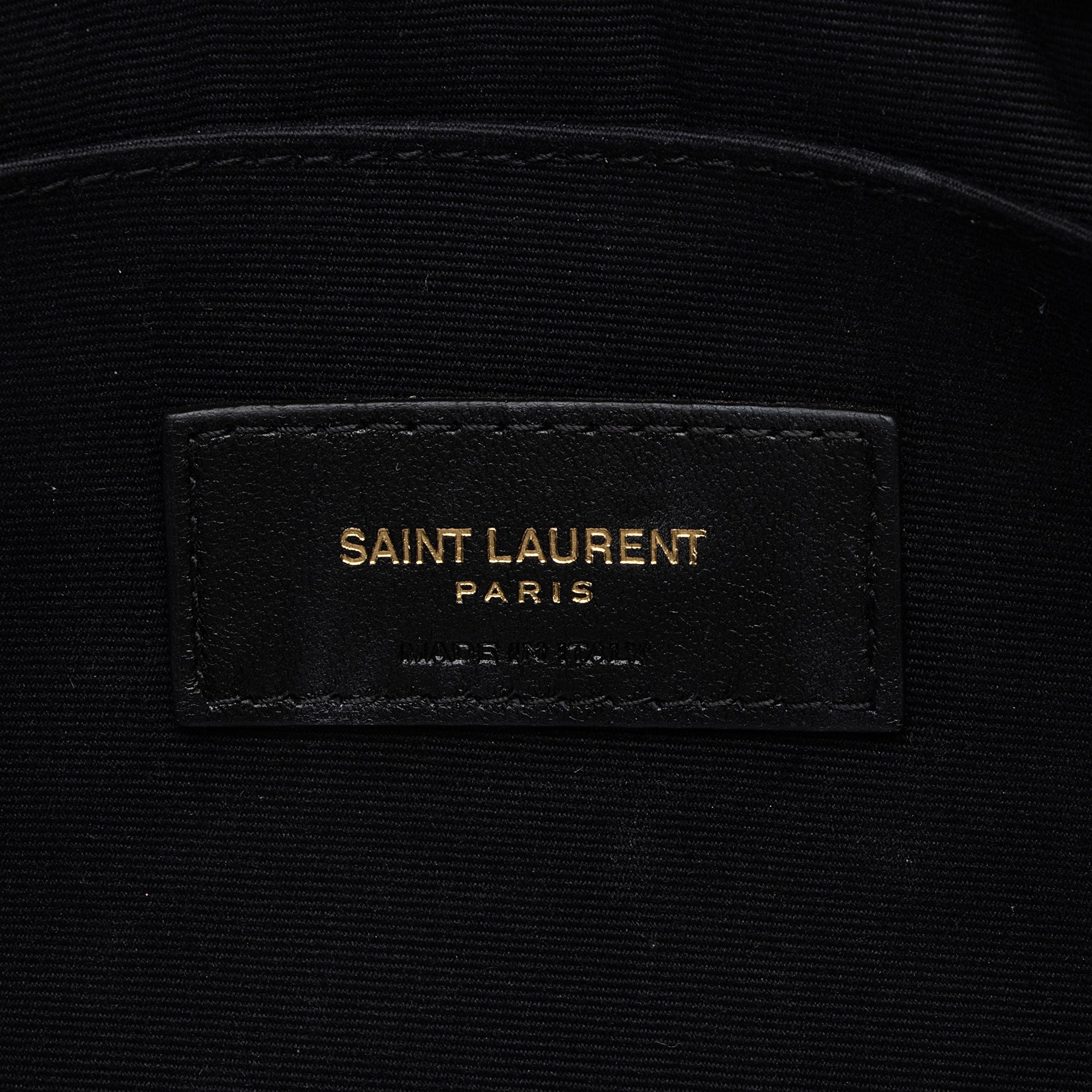Saint Laurent Denim Matelasse Chevron Monogram A5 Wristlet (SHF-2A8wVv)