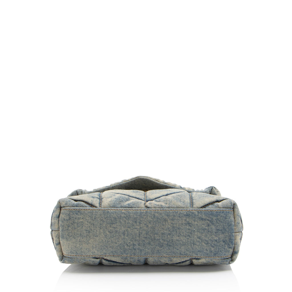 Saint Laurent Denim Monogram Puffer LouLou Shoulder Bag (SHF-StqMjt)