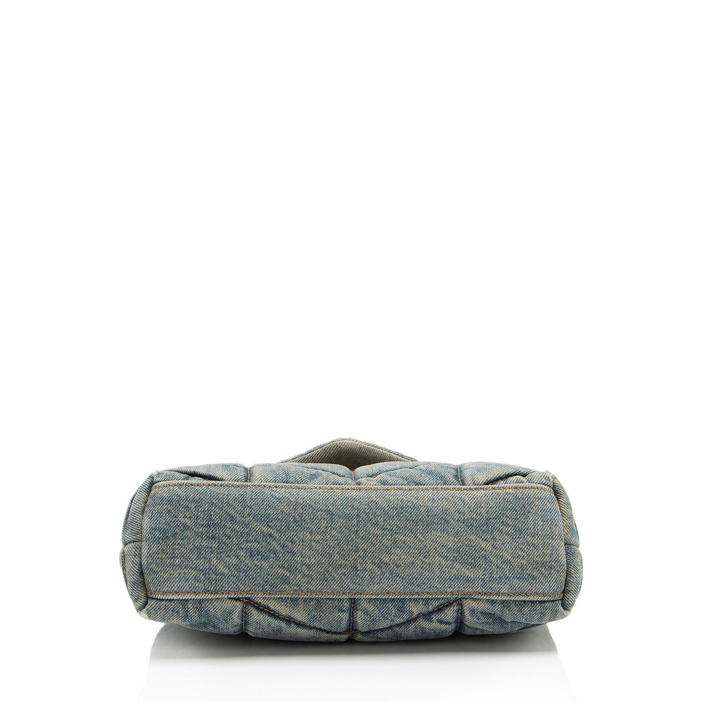 Saint Laurent Denim Monogram Puffer LouLou Shoulder Bag