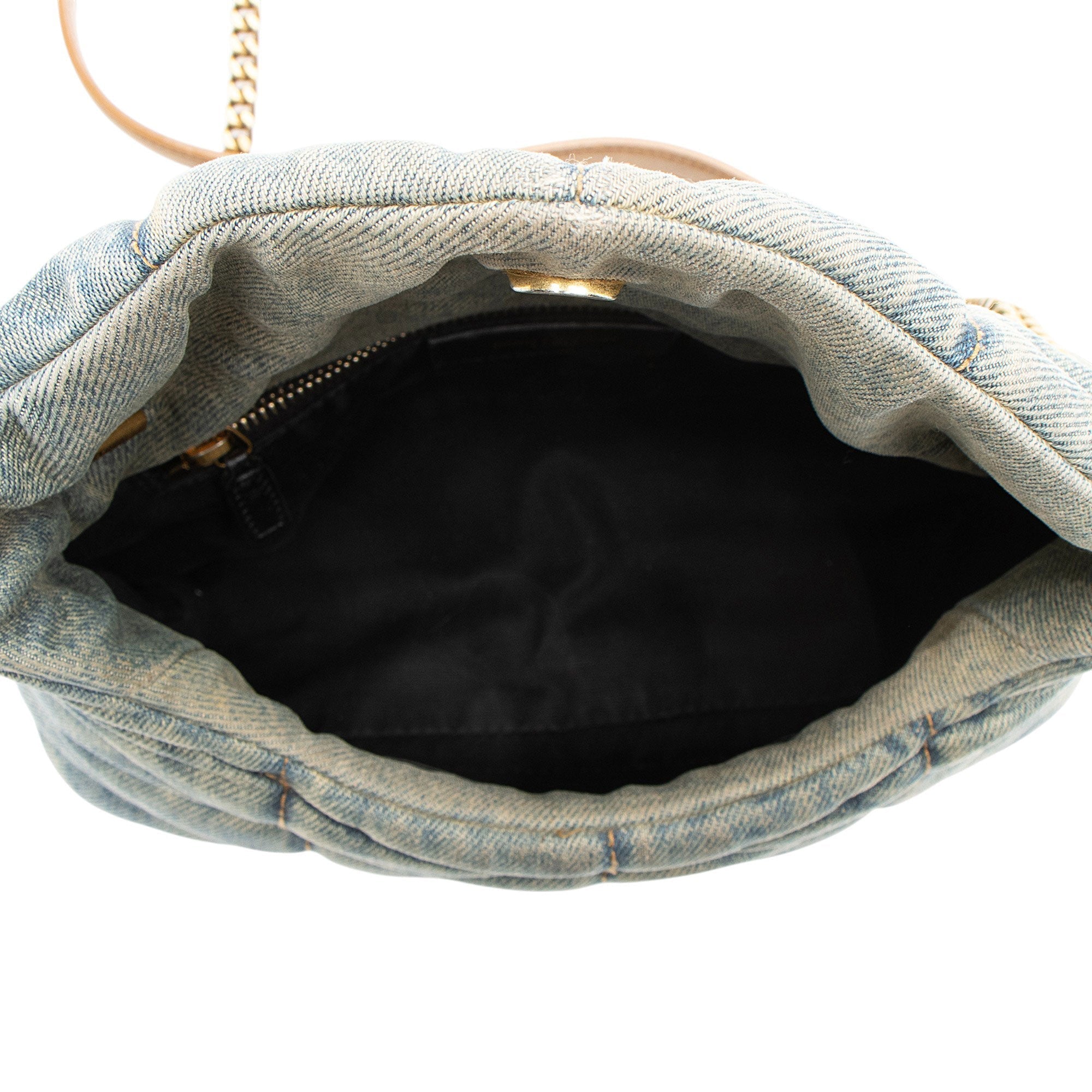 Saint Laurent Denim Monogram Puffer LouLou Shoulder Bag