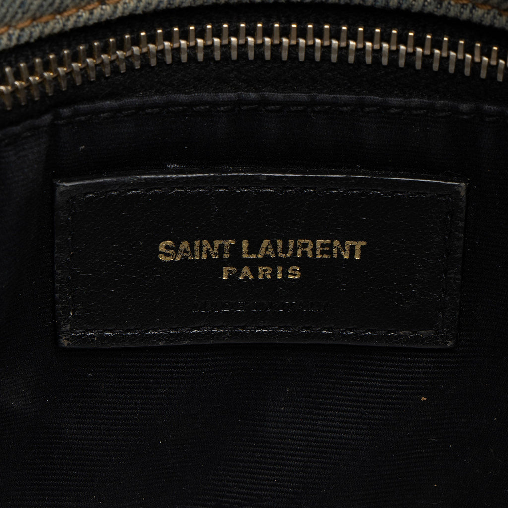 Saint Laurent Denim Monogram Puffer LouLou Shoulder Bag