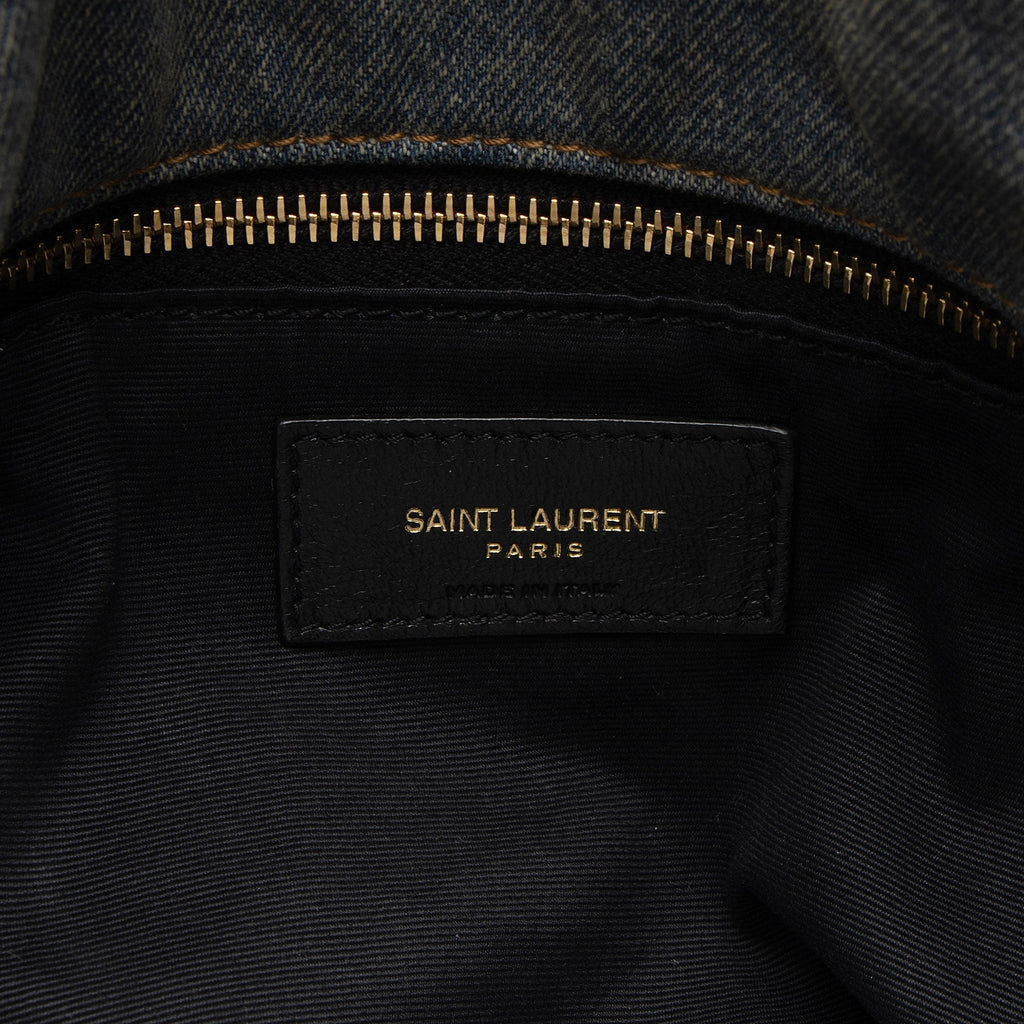 Saint Laurent Denim Monogram Puffer LouLou Shoulder Bag