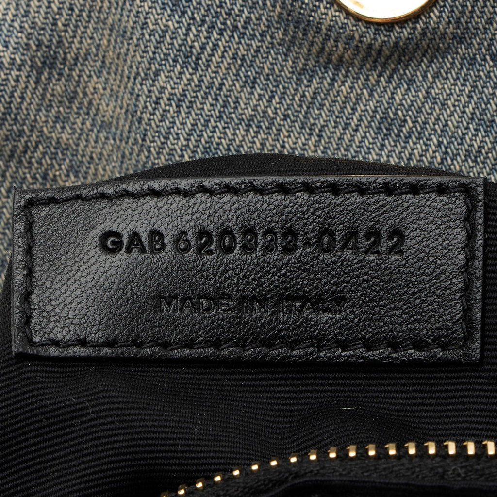 Saint Laurent Denim Monogram Puffer LouLou Toy Shoulder Bag
