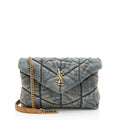 Saint Laurent Denim Monogram Puffer LouLou Toy Shoulder Bag