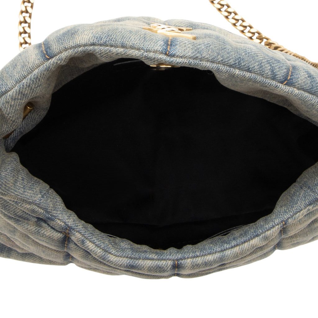 Saint Laurent Denim Monogram Puffer LouLou Toy Shoulder Bag