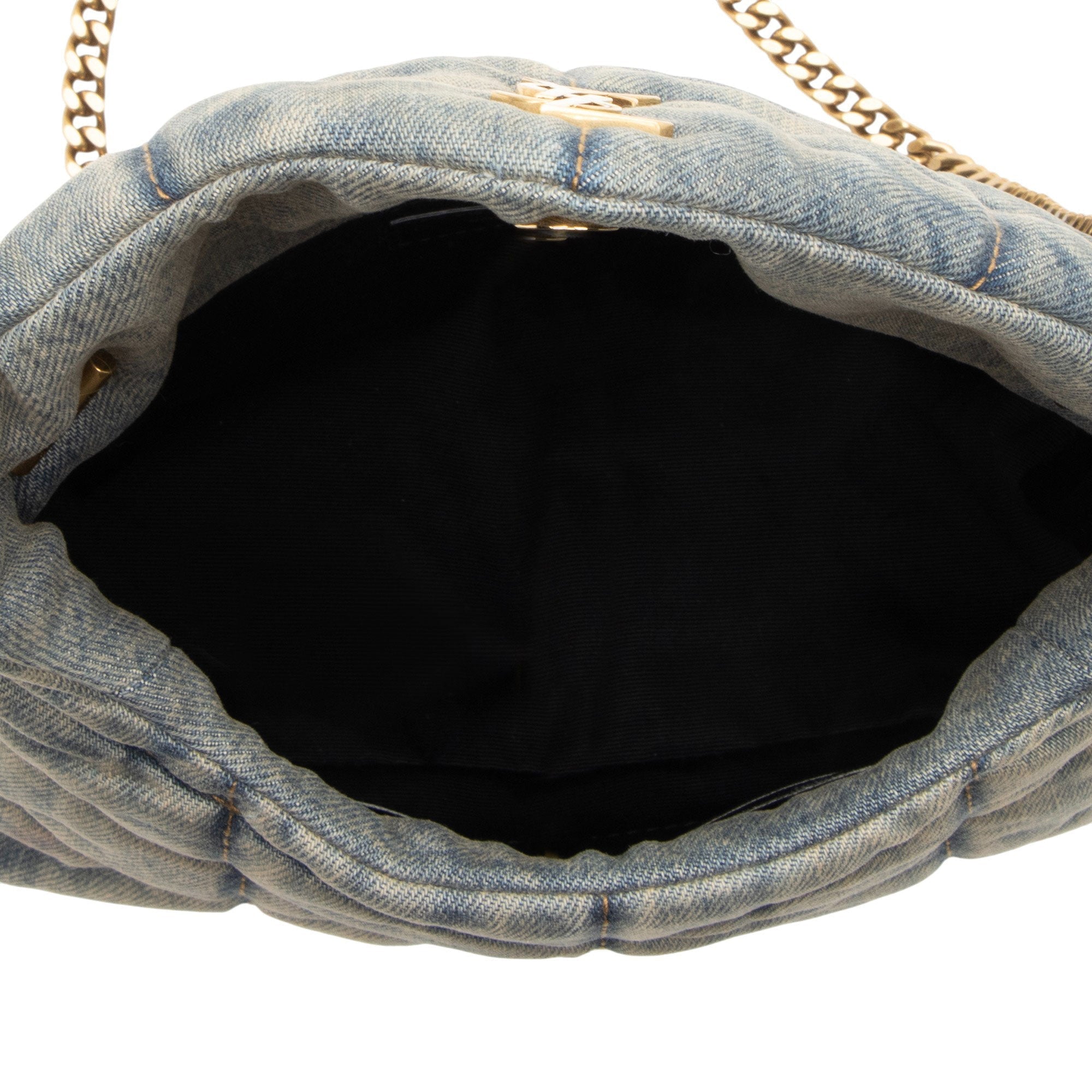 Saint Laurent Denim Monogram Puffer LouLou Toy Shoulder Bag