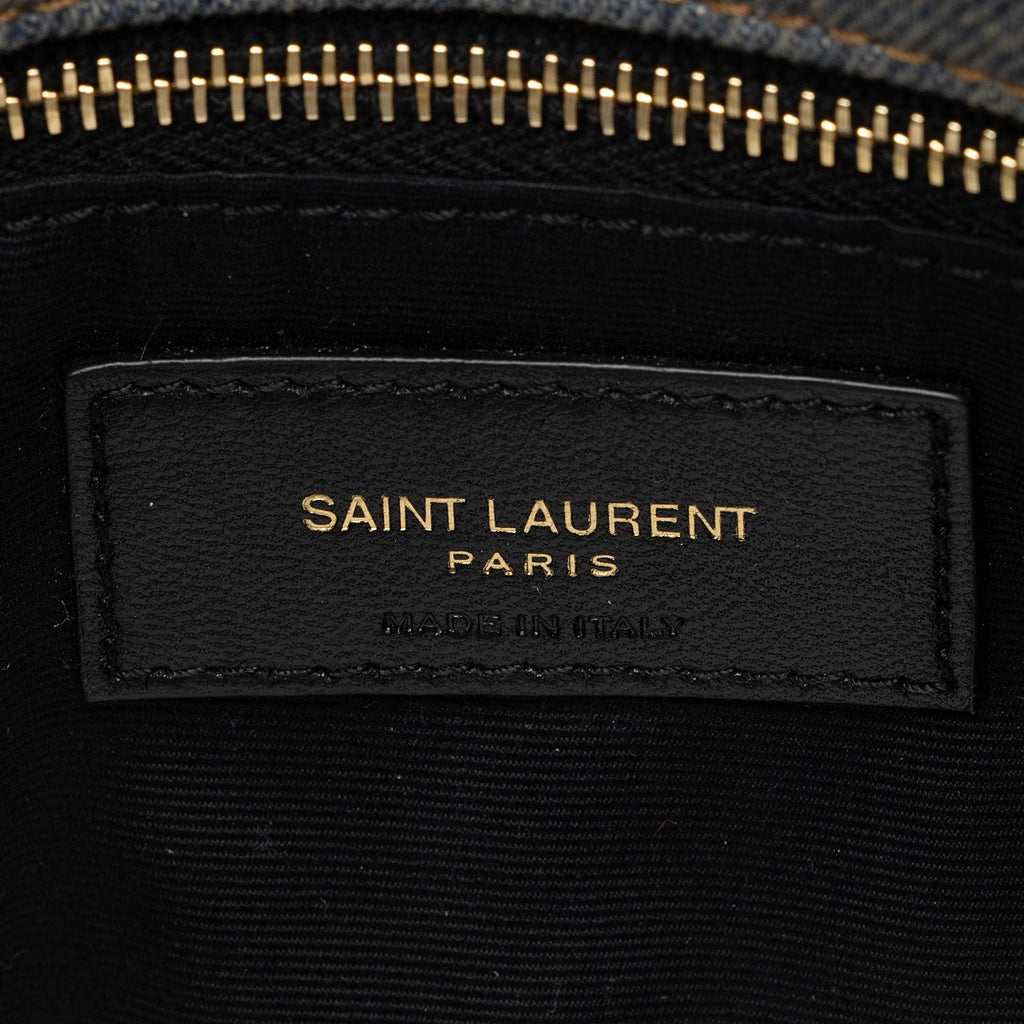 Saint Laurent Denim Monogram Puffer LouLou Toy Shoulder Bag