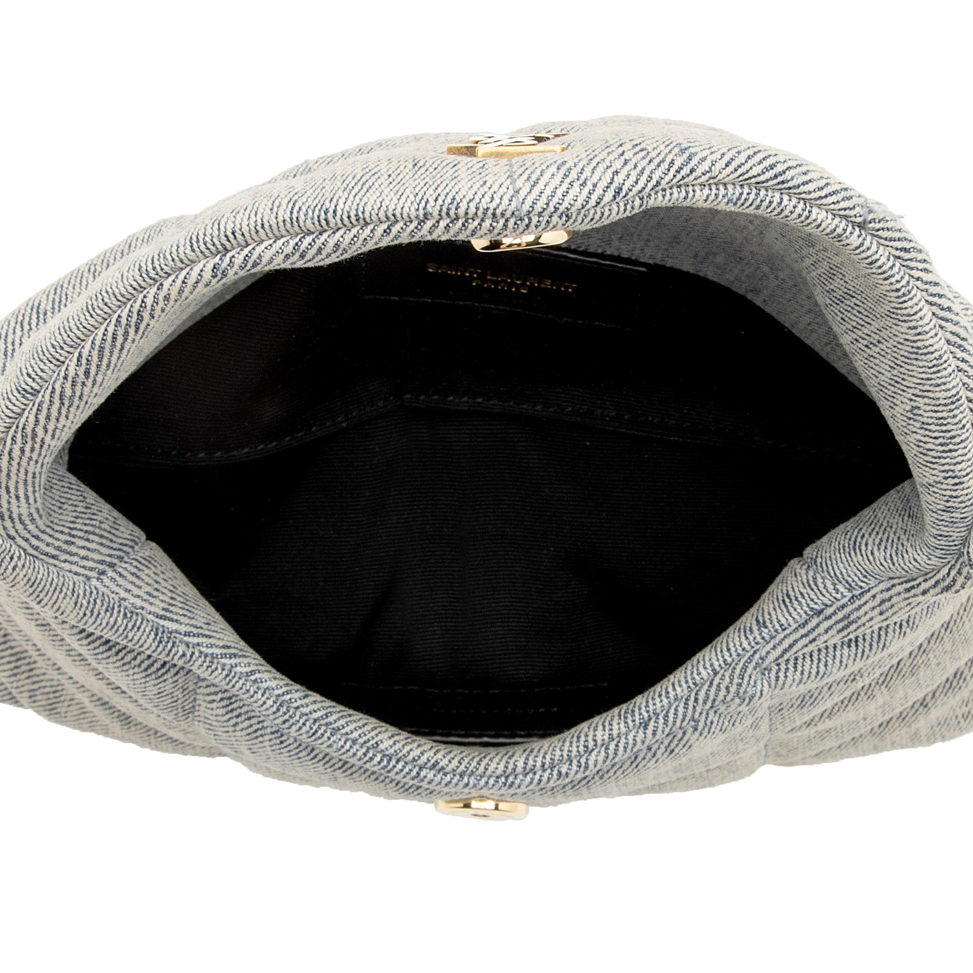 Saint Laurent Denim Monogram Puffer LouLou Small Clutch (SHF-22918)