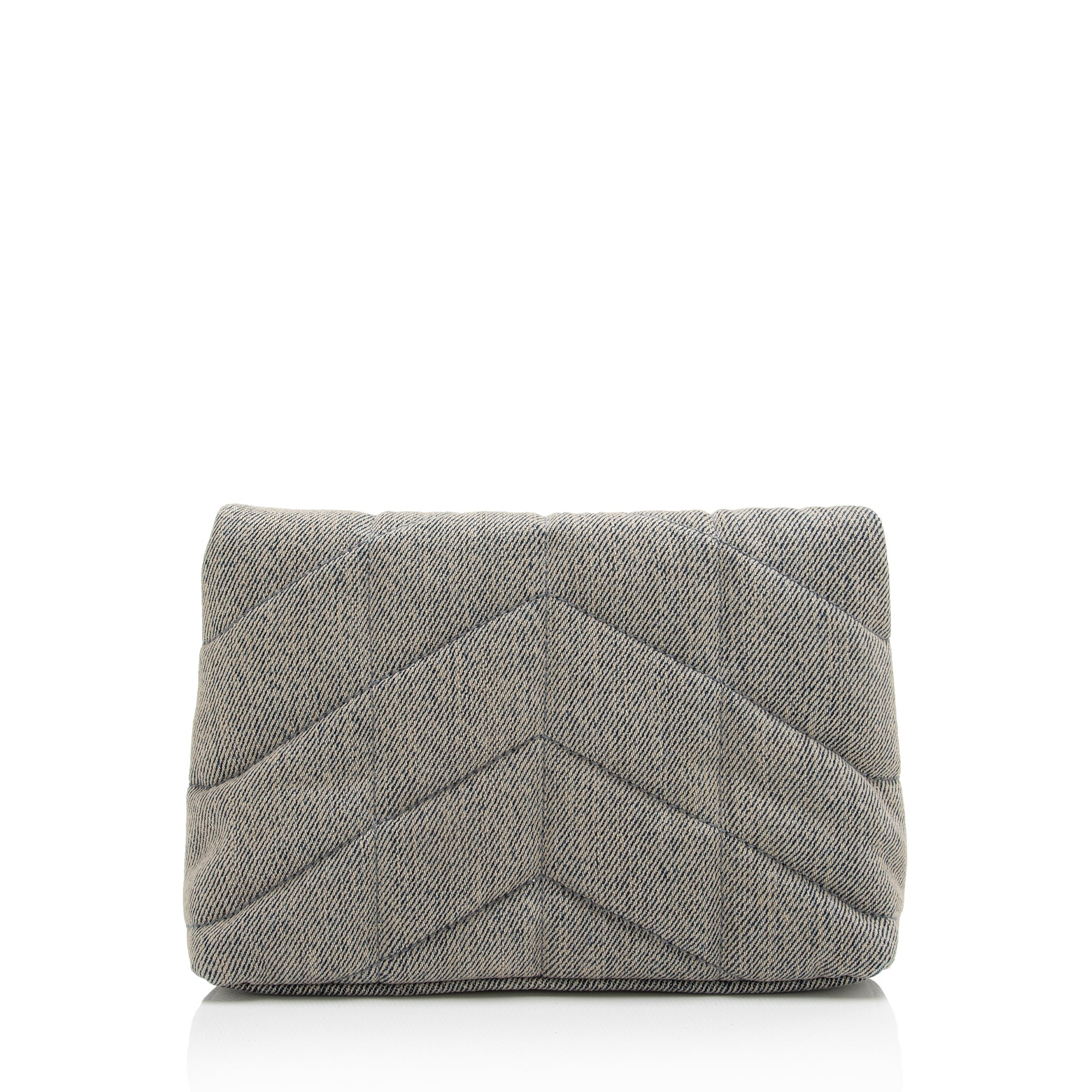 Saint Laurent Denim Monogram Puffer LouLou Small Clutch (SHF-23055)