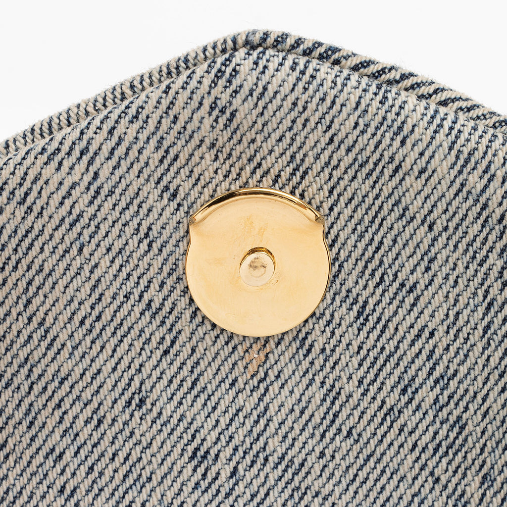 Saint Laurent Denim Monogram Puffer LouLou Small Clutch (SHF-23055)