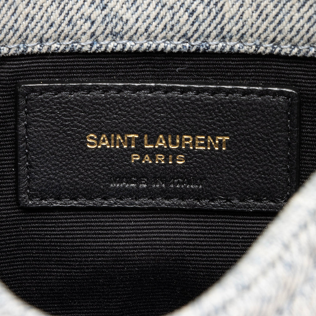 Saint Laurent Denim Monogram Puffer LouLou Small Clutch (SHF-23055)
