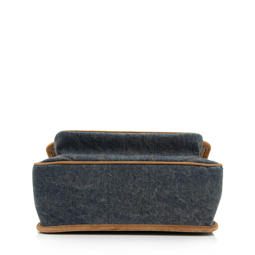 Saint Laurent Denim Suede Monogram Niki Medium Shoulder Bag (SHF-fpTQXb)