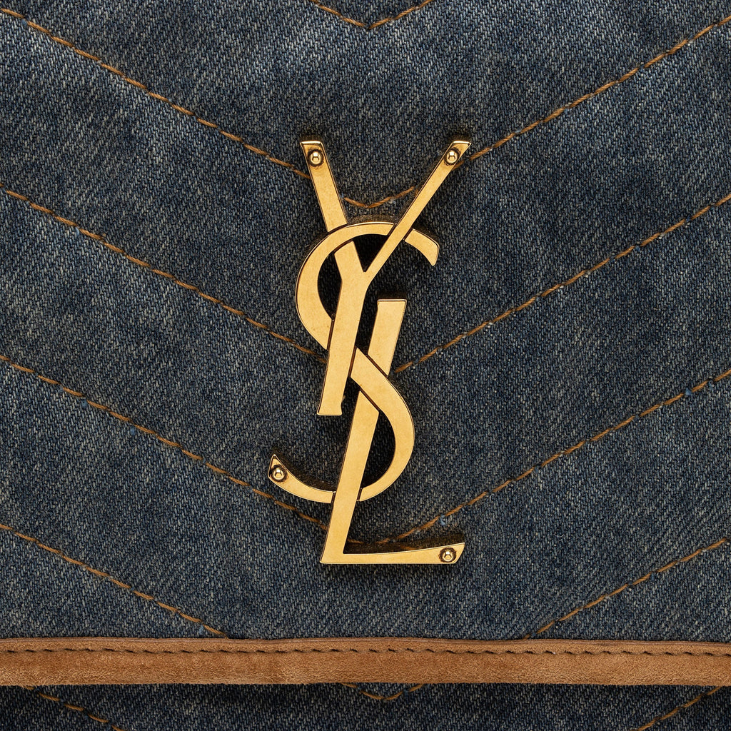Saint Laurent Denim Suede Monogram Niki Medium Shoulder Bag (SHF-fpTQXb)