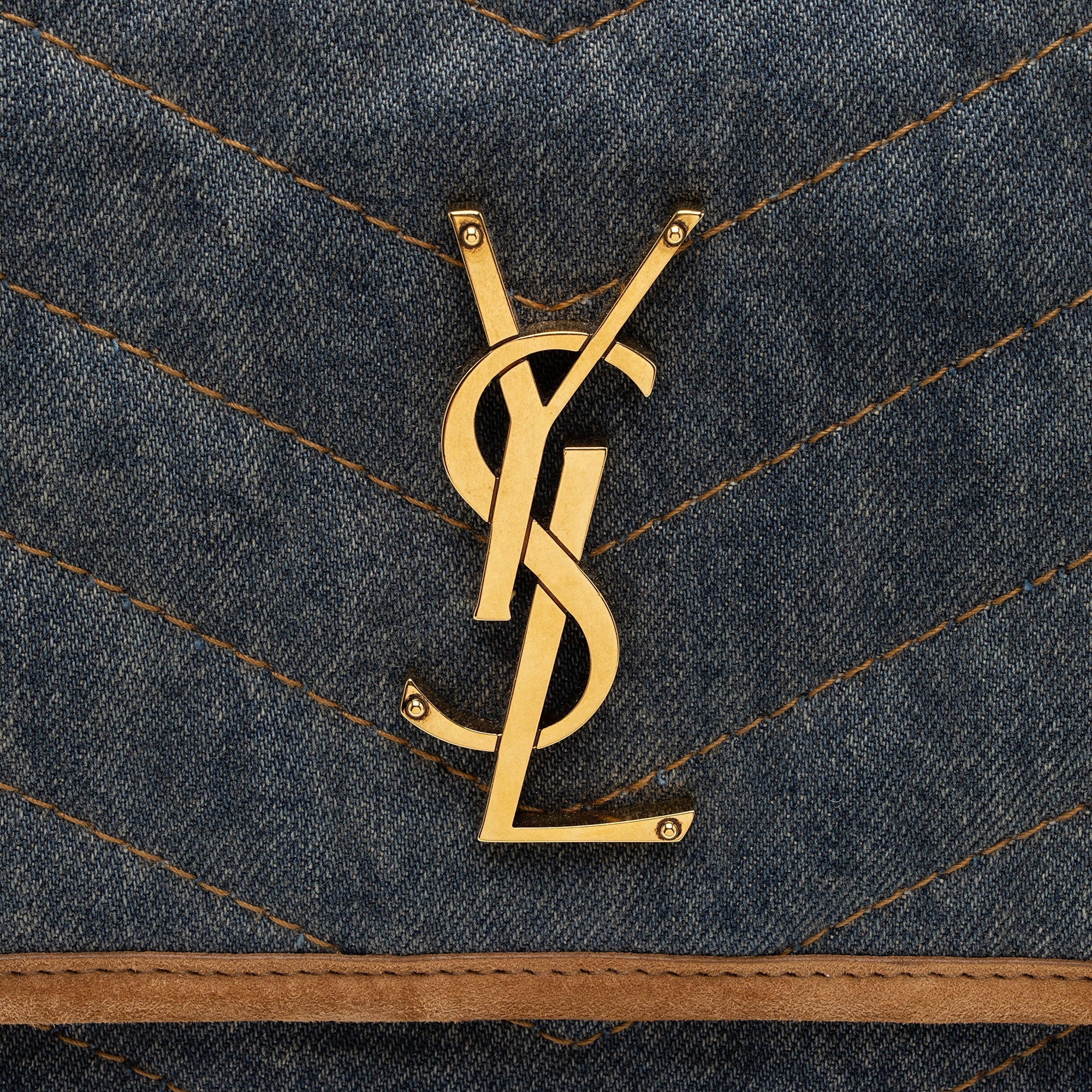 Saint Laurent Denim Suede Monogram Niki Medium Shoulder Bag (SHF-fpTQXb)