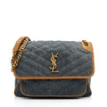 Saint Laurent Denim Suede Monogram Niki Medium Shoulder Bag (SHF-fpTQXb)
