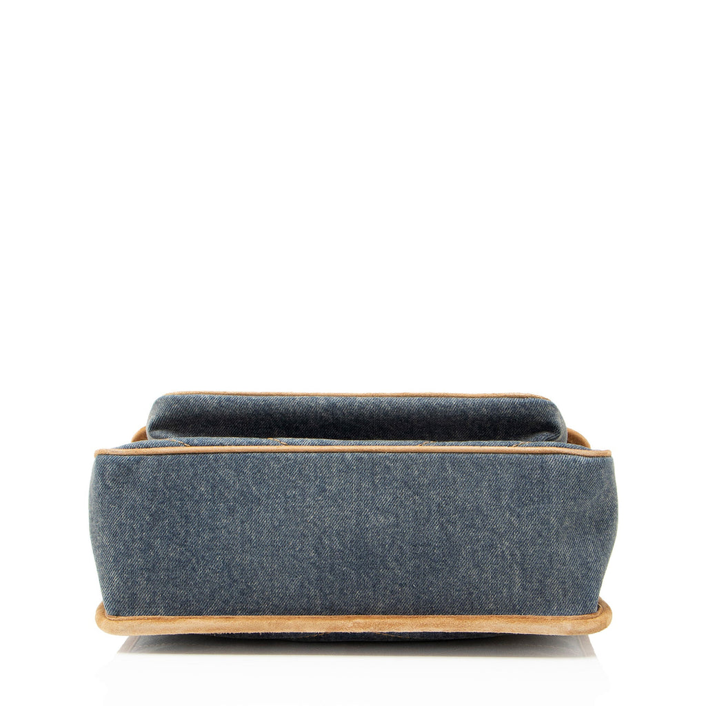 Saint Laurent Denim Suede Monogram Niki Medium Shoulder Bag