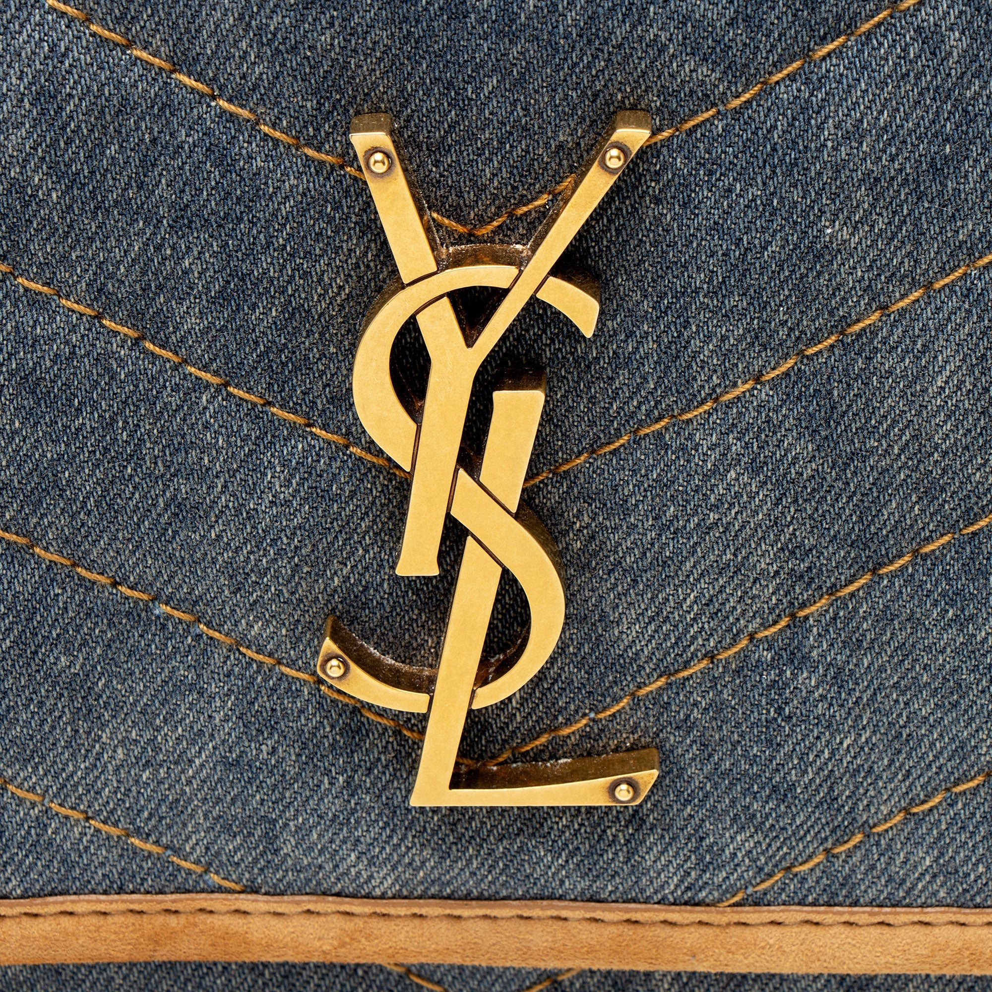 Saint Laurent Denim Suede Monogram Niki Medium Shoulder Bag