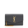 Saint Laurent Grain De Poudre Monogram Uptown Chain Wallet (SHF-WHffX5)