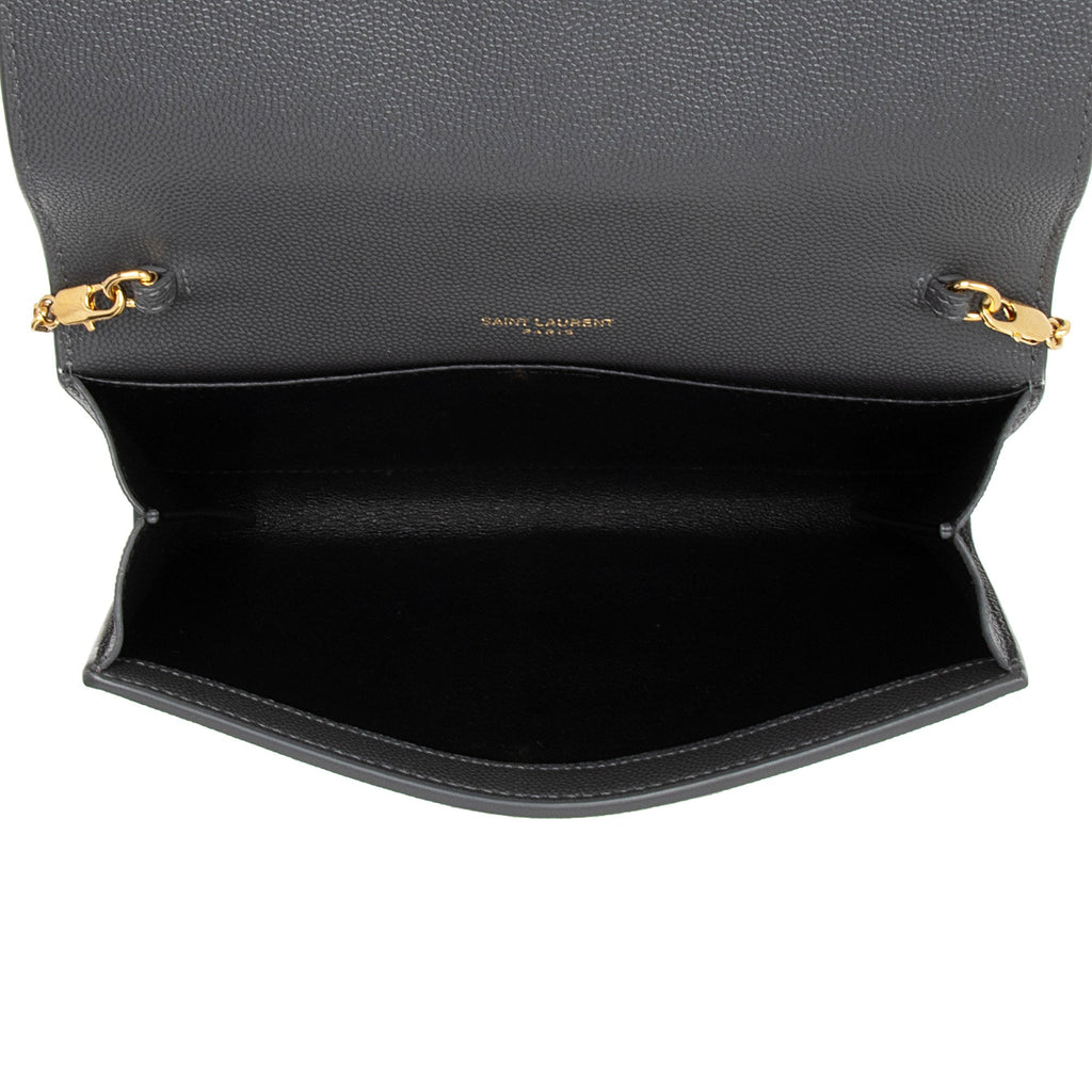 Saint Laurent Grain De Poudre Monogram Uptown Chain Wallet (SHF-WHffX5)